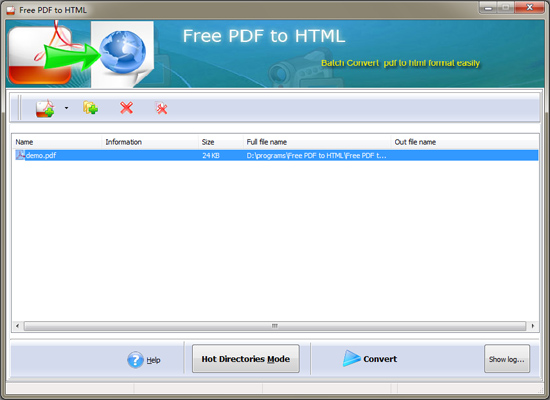 Windows 8 HotIce PDF to HTML Creator full